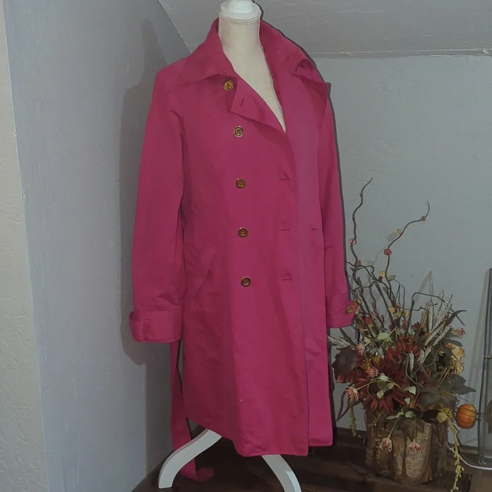 International Concepts Pink Trench Coat with Gold Buttons Size XL - Picture 7 of 10